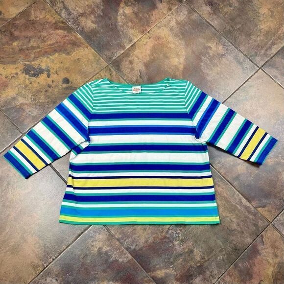 Ruby Rd. Favorites Striped 3/4 Sleeve Top 2X - Picture 3 of 11